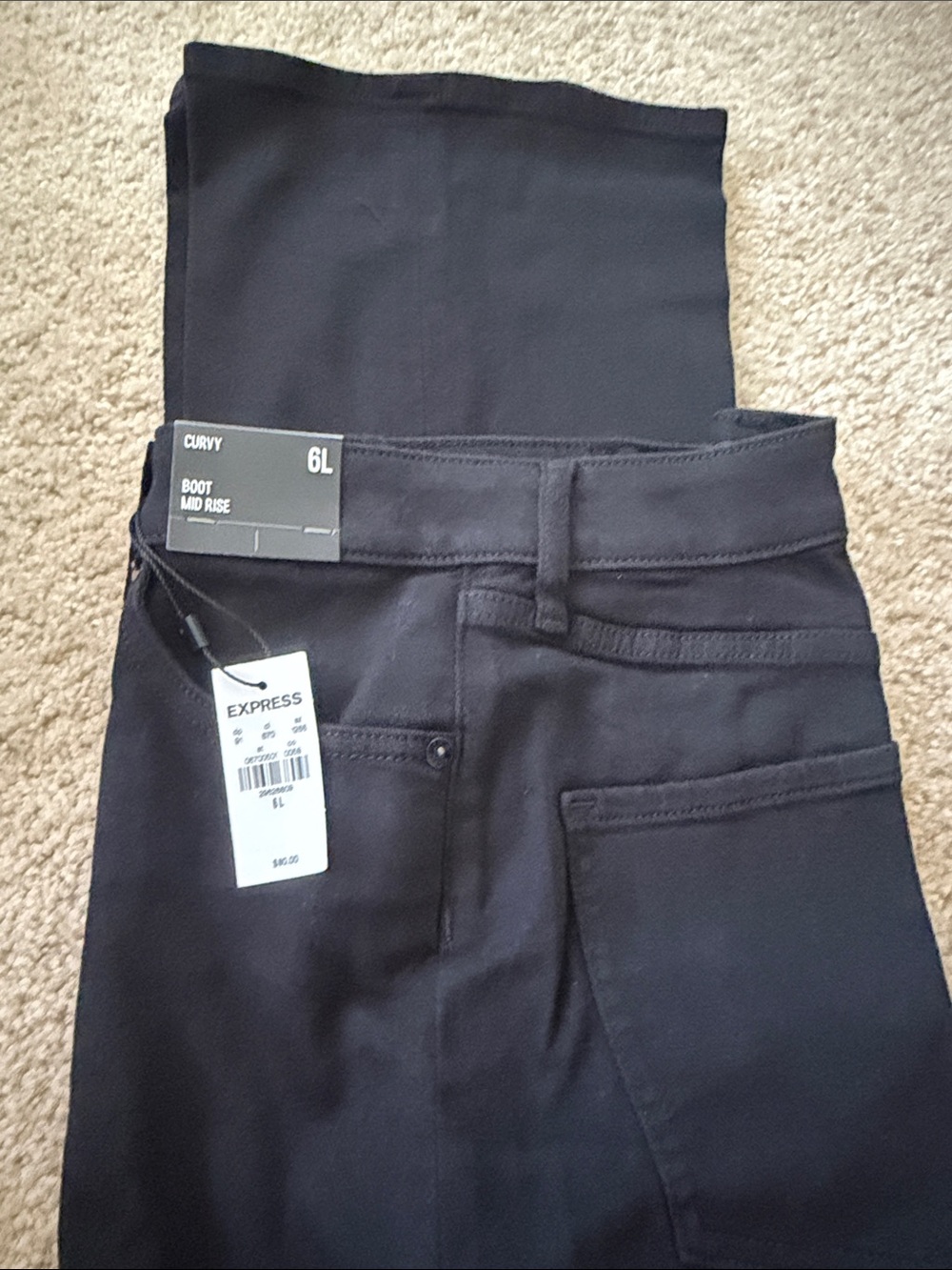 Express Black Curvy Boot Mid-Rise Jeans - 6L - Picture 4 of 6